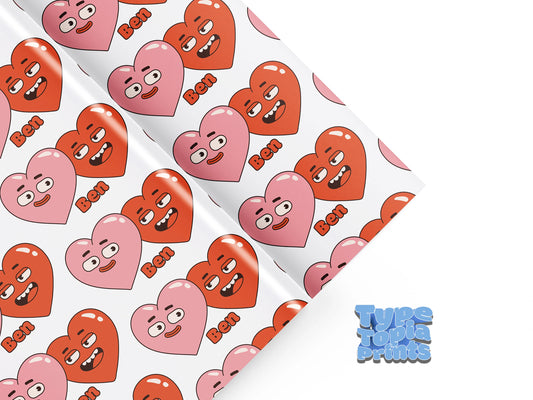 The 2 Hearts | Personalised Wrapping Paper | Valentines Day