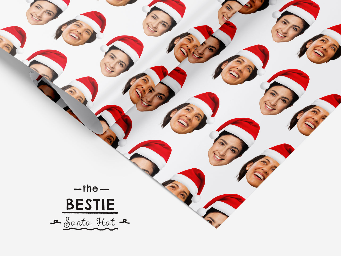 The Bestie | Personalised Birthday Wrapping Paper | Any Face All Over Print | Choose Your Style