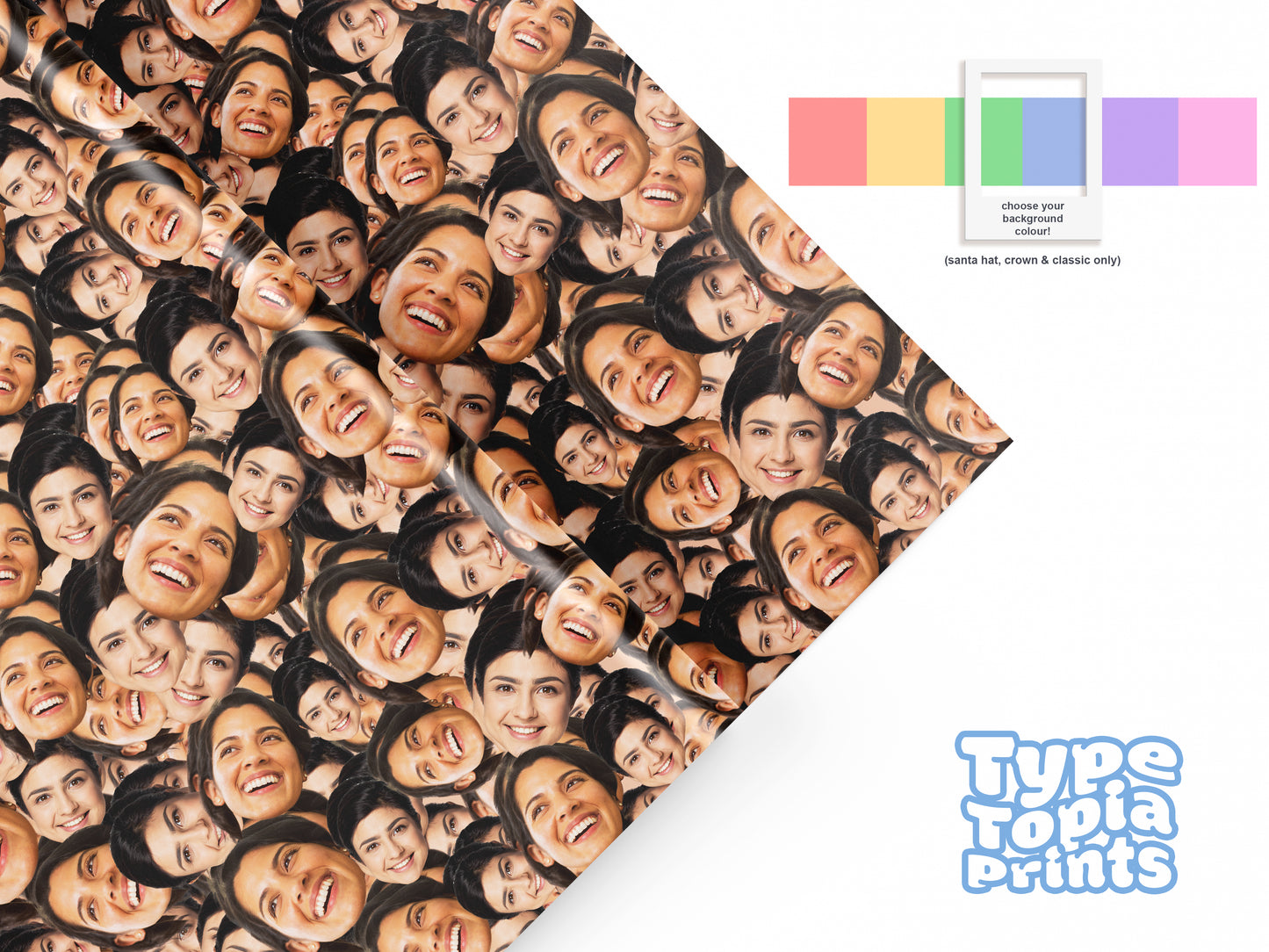 The Bestie | Personalised Birthday Wrapping Paper | Any Face All Over Print | Choose Your Style