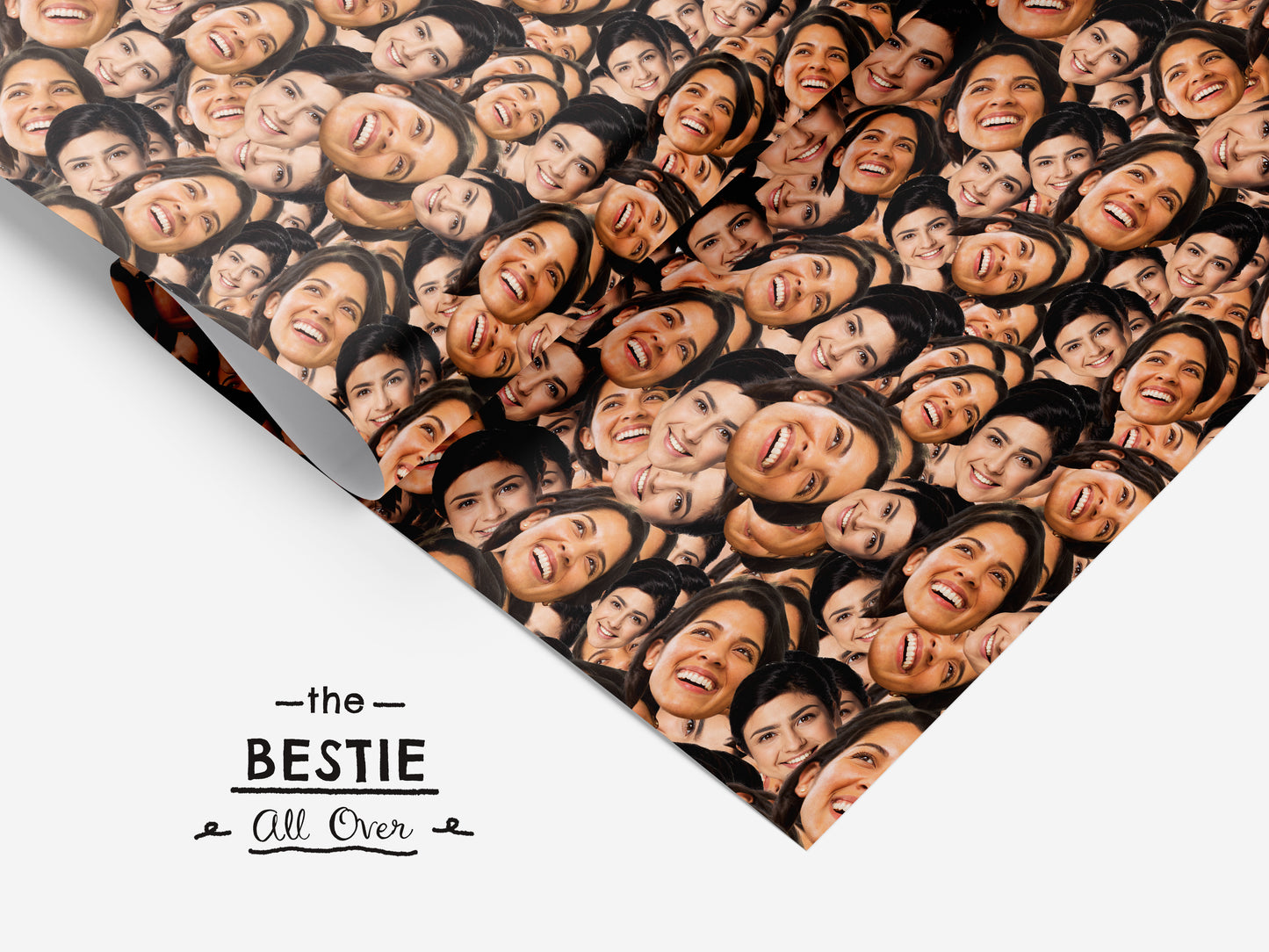 The Bestie | Personalised Birthday Wrapping Paper | Any Face All Over Print | Choose Your Style