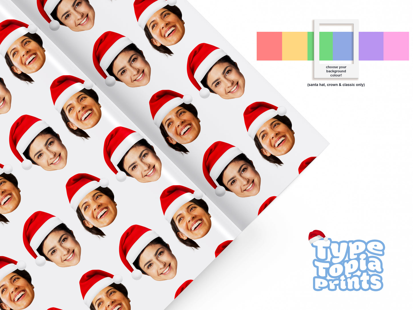 The Bestie | Personalised Birthday Wrapping Paper | Any Face All Over Print | Choose Your Style