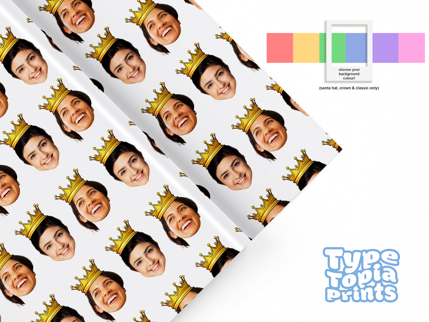 The Bestie | Personalised Birthday Wrapping Paper | Any Face All Over Print | Choose Your Style