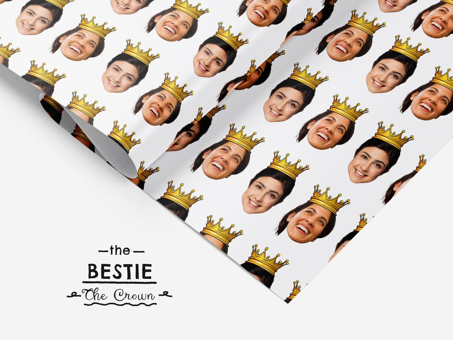 The Bestie | Personalised Birthday Wrapping Paper | Any Face All Over Print | Choose Your Style