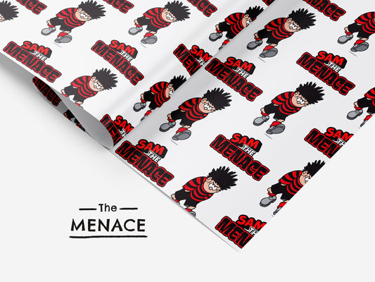 Dennis The Menace | Personalised Wrapping Paper Any Name | Birthday Gift Wrap | Christmas | Father's Day | Baby Shower | Anniversary