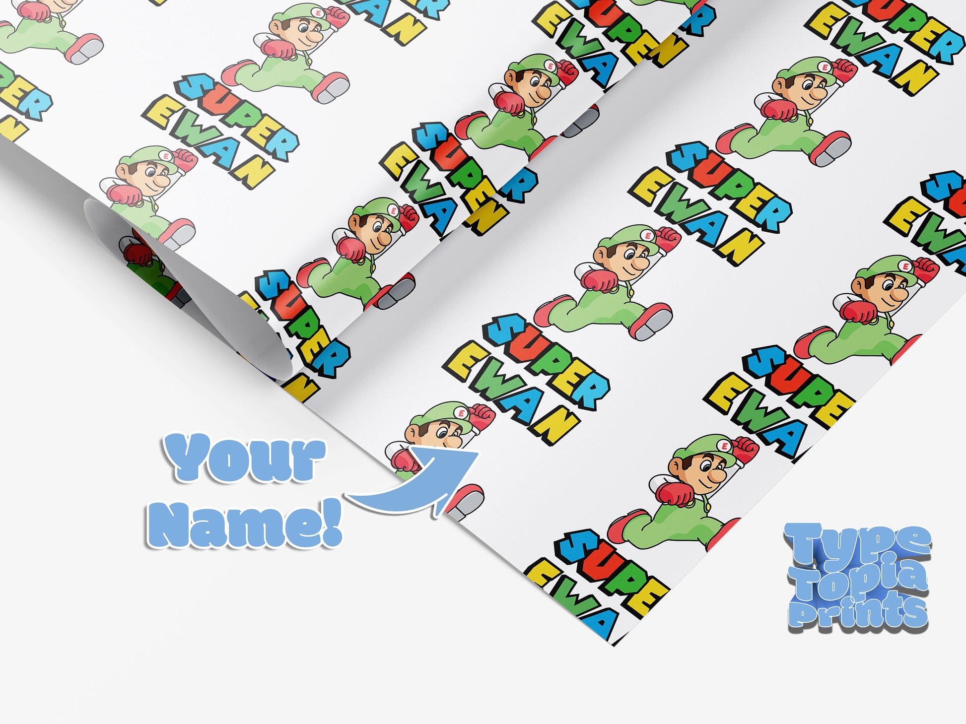 Personalised Wrapping Paper Gaming | Games | Gaming | Christmas | Birthday | Gaming Gift | Any Name | Any Colours