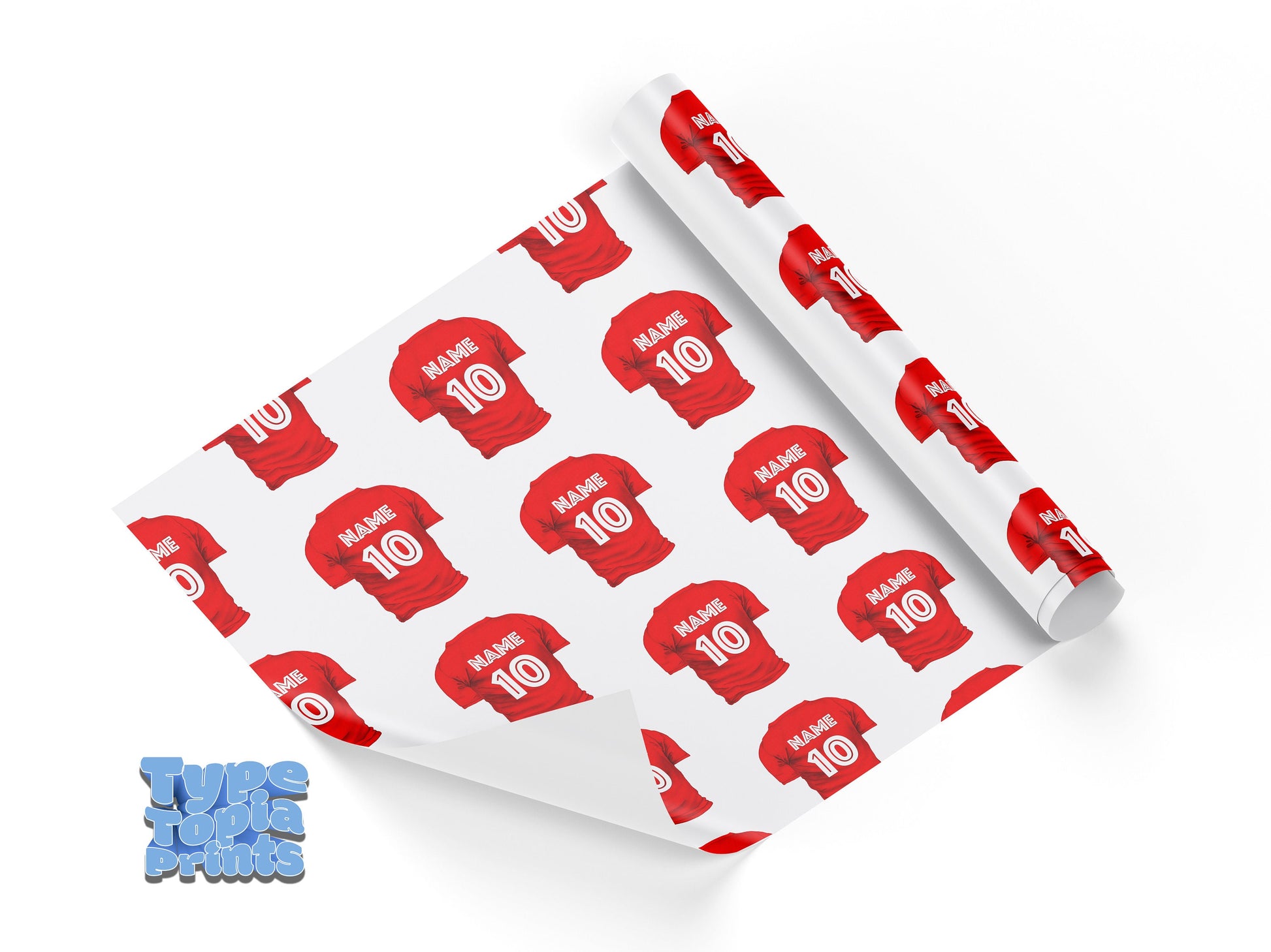 The Football Shirt | Choose Your Colours And Add Your Name | Personalised Wrapping Paper