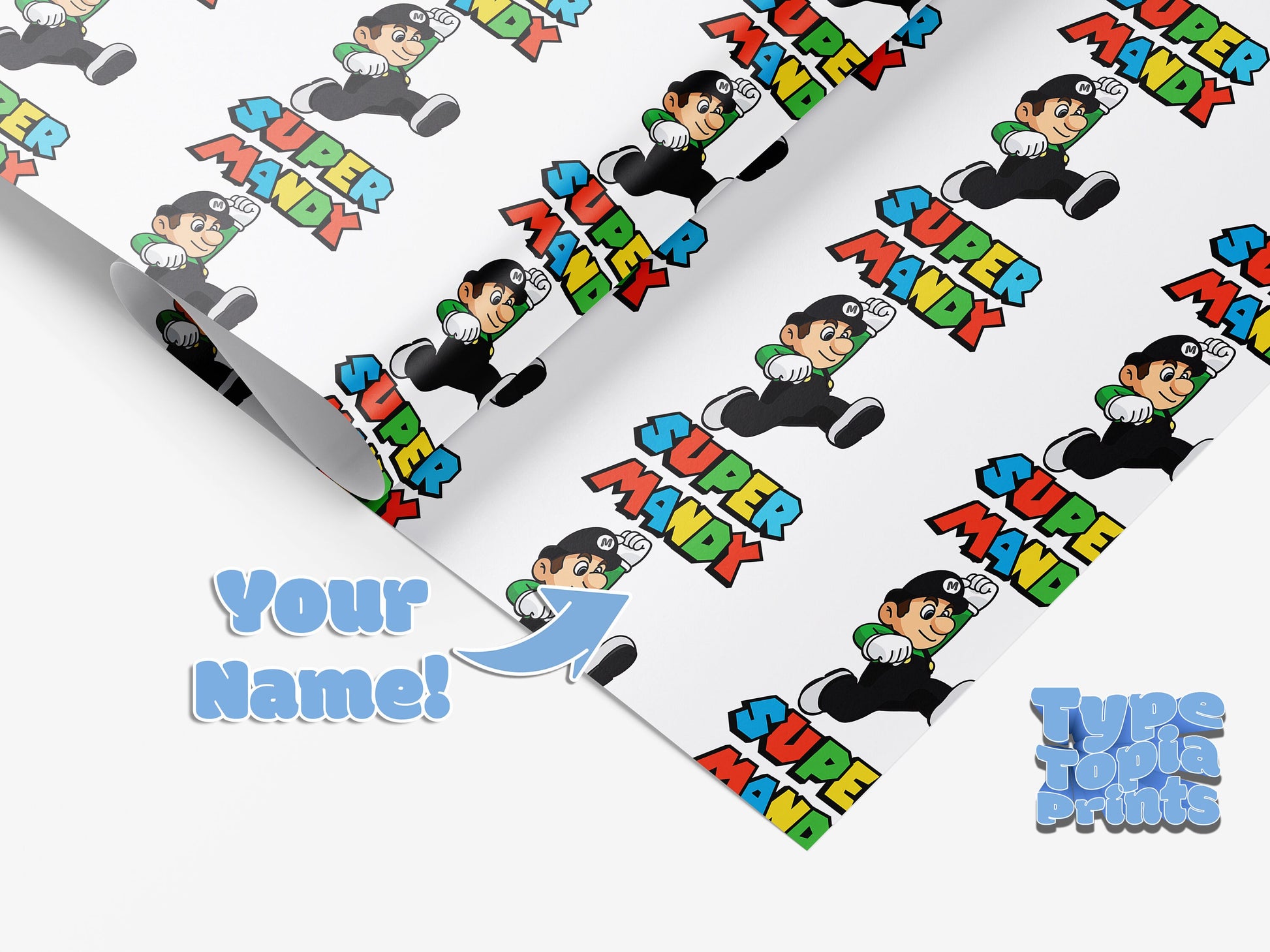 Personalised Wrapping Paper Gaming | Games | Gaming | Christmas | Birthday | Gaming Gift | Any Name | Any Colours