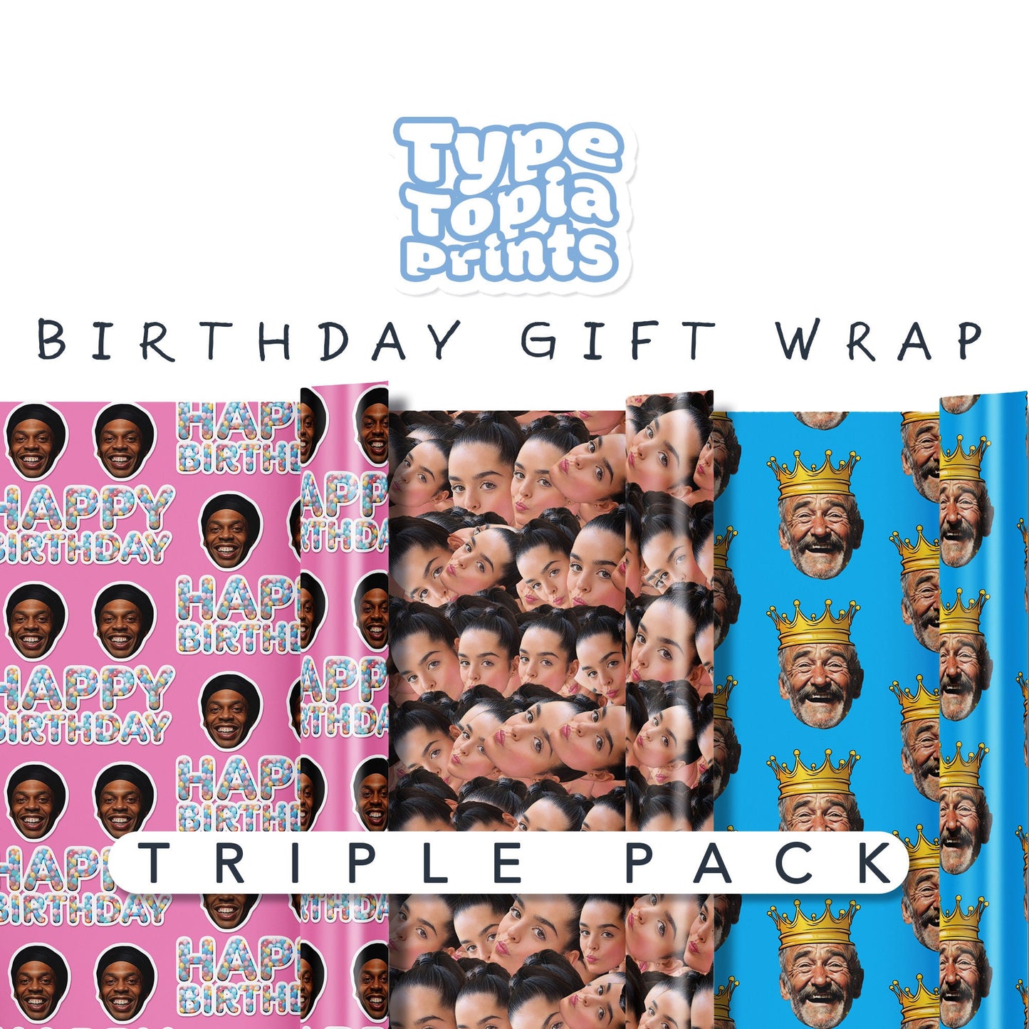 Personalised Wrapping Paper | Triple Pack | Birthday Gift Wrap Set | 3 Metres