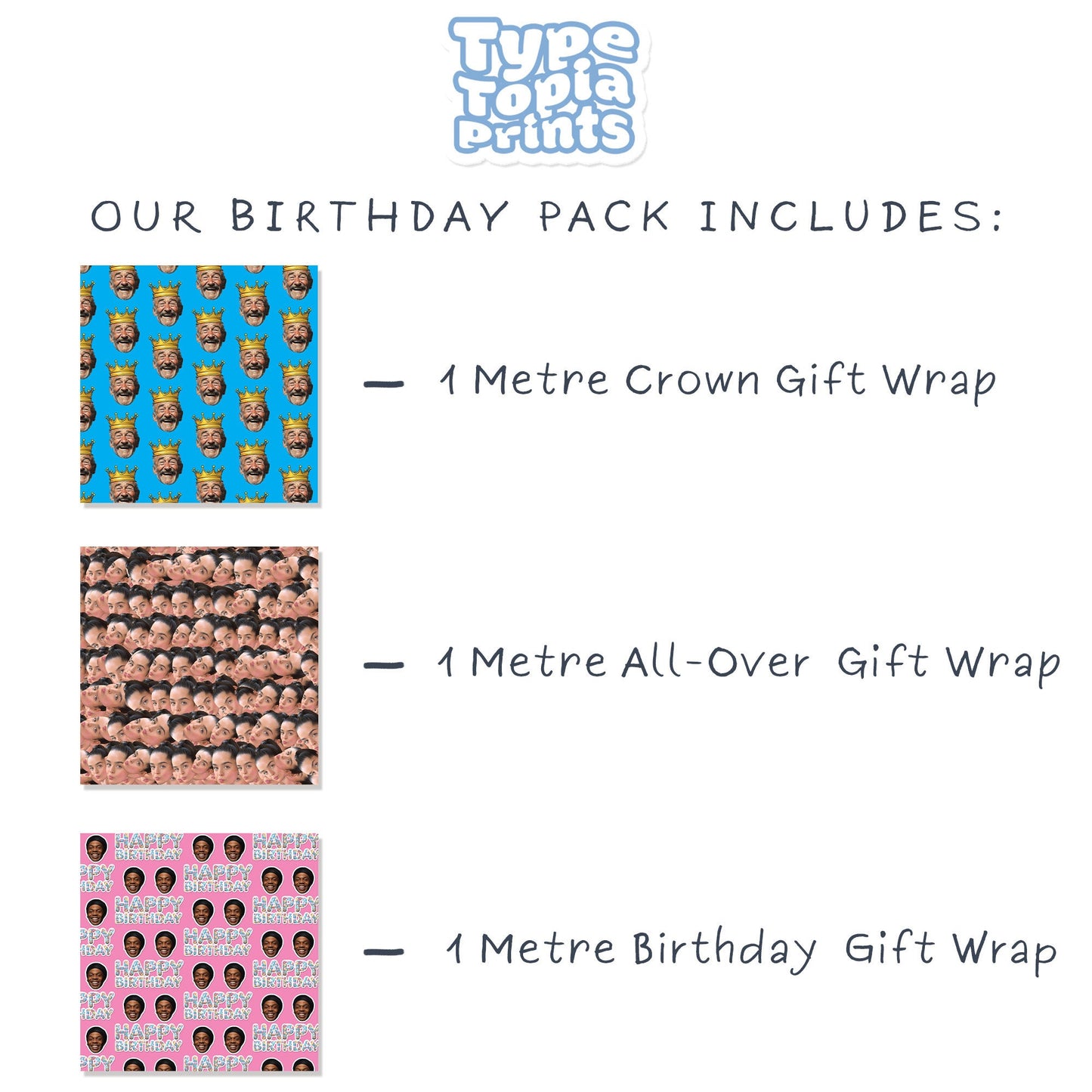 Personalised Wrapping Paper | Triple Pack | Birthday Gift Wrap Set | 3 Metres